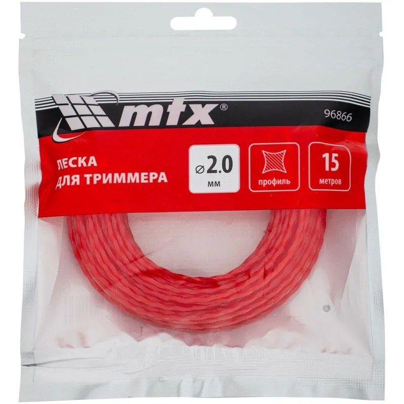 Леска для триммера MTX витой квадрат 2,0 мм х 15 м (96866)