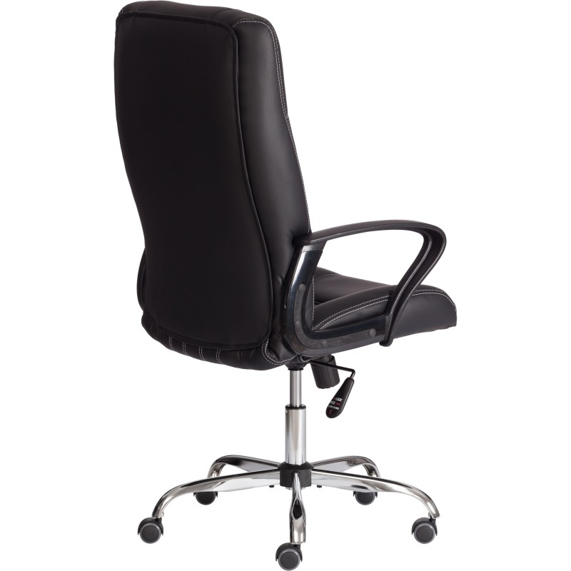 Кресло UT_Easy Chair Boston хром, (черн. подлок), кож/зам, черный, 36-6