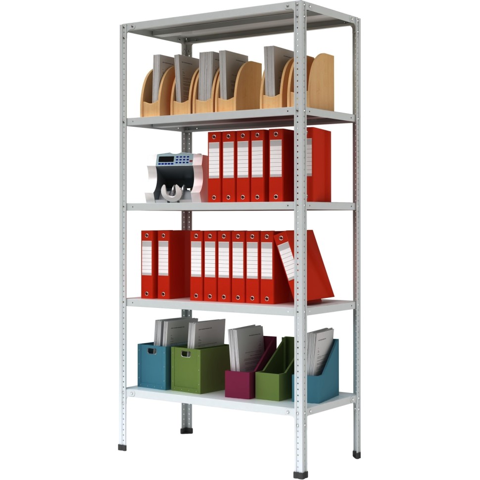 Стеллаж металлический P_МС-235 с 5-ю полками 1000х300х2000 Стеллаж металлический P_МС-235 с 5-ю полками 1000х300х2000