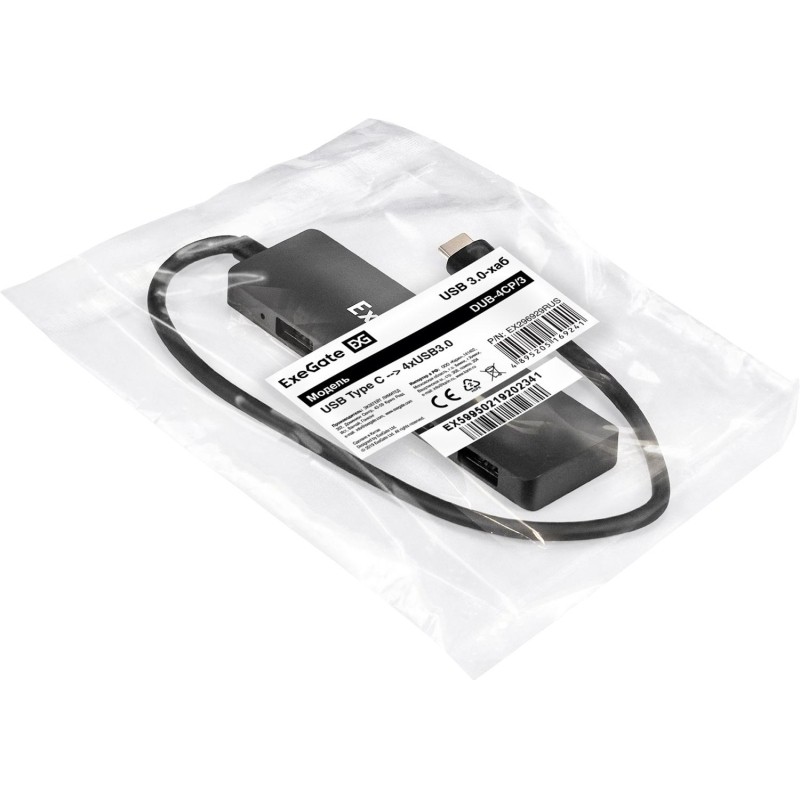Концентратор USB хаб ExeGate (EX296929RUS) DUB-4CP/3 4-в-1 черн
