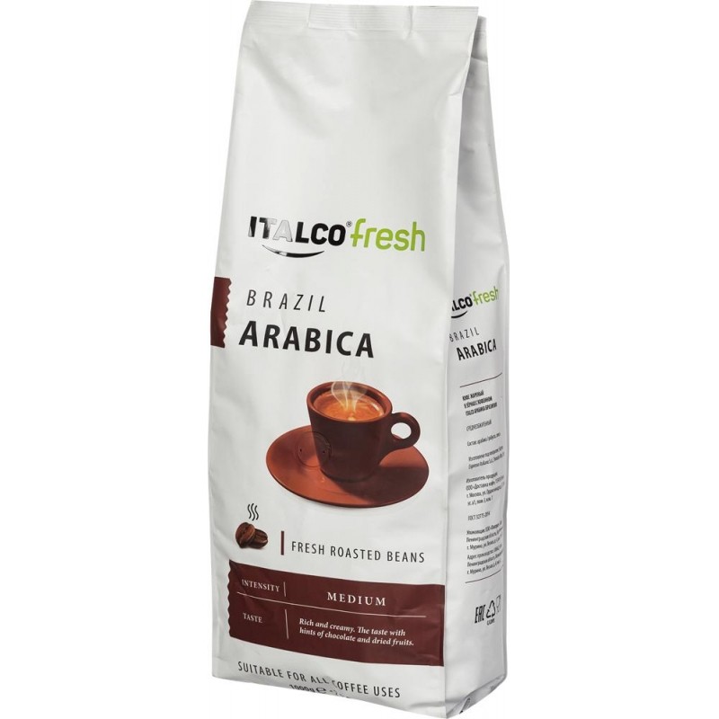Кофе Italco Brazil Arabica в зернах,жареный, 1кг