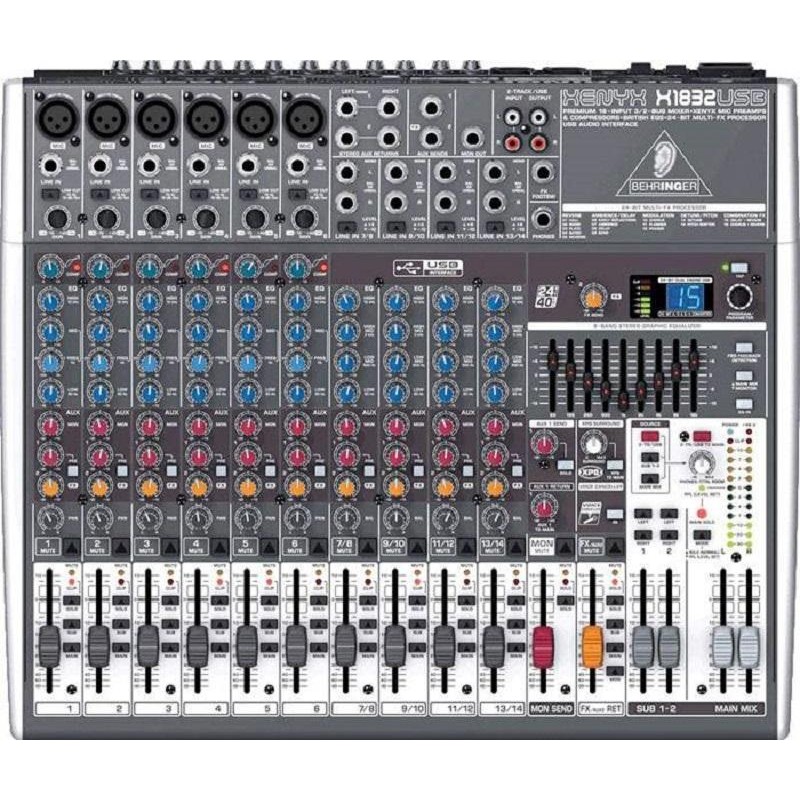 Микшерный пульт BEHRINGER X1832USB, 3 AUX-шины, процессор эффектов, USB