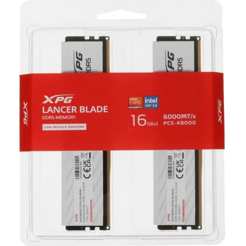 Модуль памяти ADATA DDR5 DIMM 32Gb(2x16) 6000МГц (AX5U6000C3016G-DTLABWH)