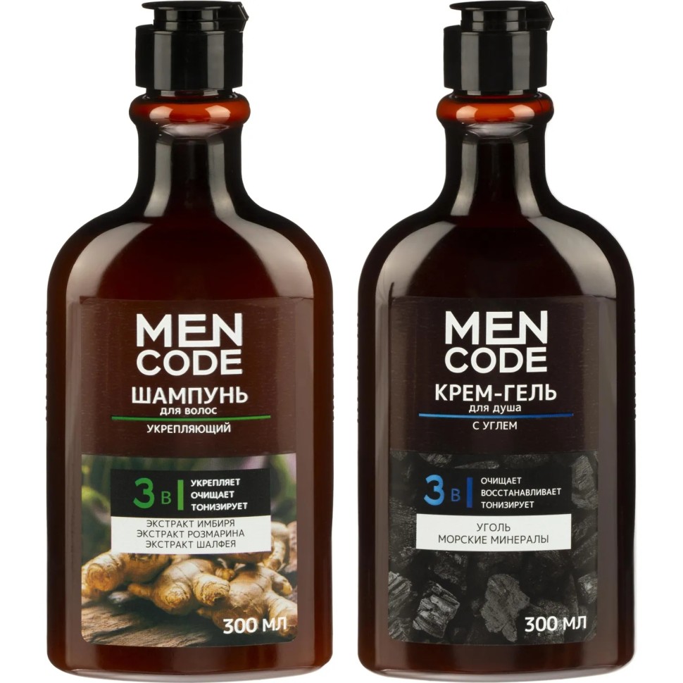 Подарочный набор MEN CODE Гель д/д ЭкстрУгля300 мл+Шамп д/волос укреп300мл Подарочный набор MEN CODE Гель д/д ЭкстрУгля300 мл+Шамп д/волос укреп300мл