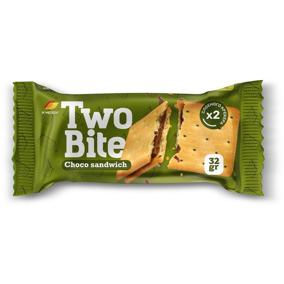 Крекер TWO BITE сэндвич с шоколадной начинкой, 32гx24шт/уп