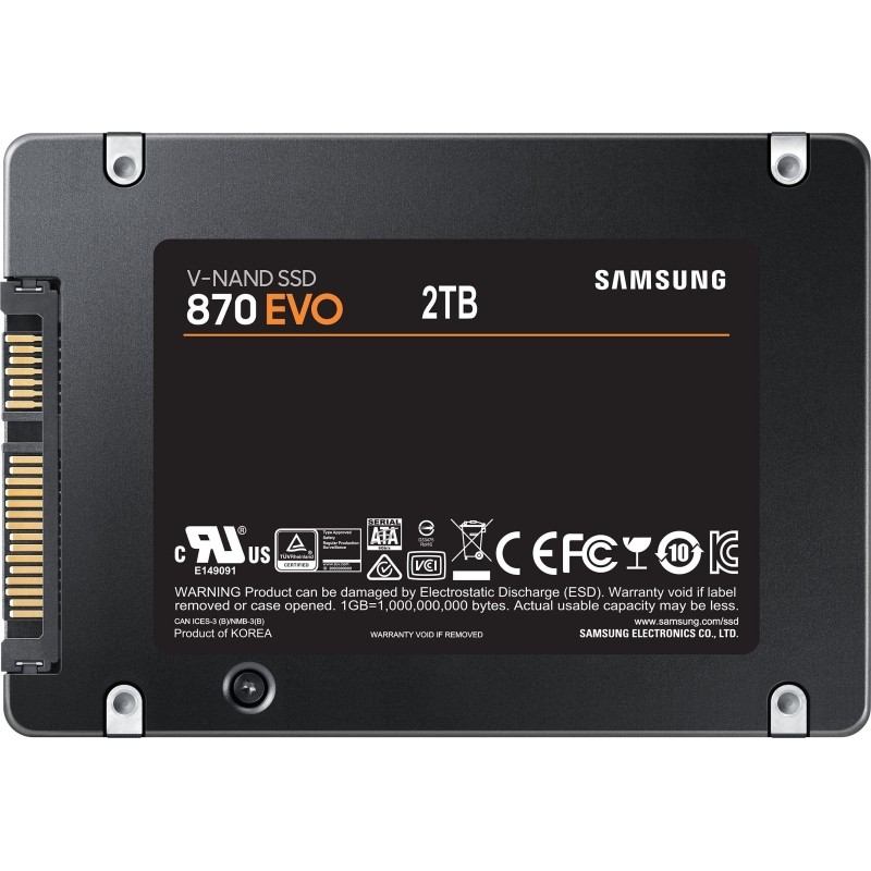 SSD накопитель Samsung SSD 870 EVO, 2000GB, 2.5 7mm, SATA3(MZ-77E2T0BW)