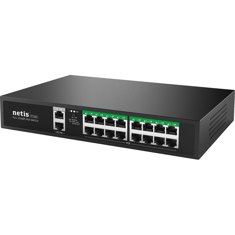 Коммутатор Netis P116GC 16х1000 Мбит/с PoE+ 240Вт, 2х1000 Мбит/с