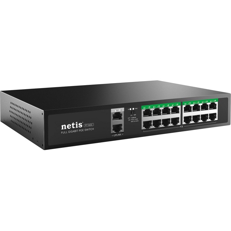 Коммутатор Netis P116GC 16х1000 Мбит/с PoE+ 240Вт, 2х1000 Мбит/с