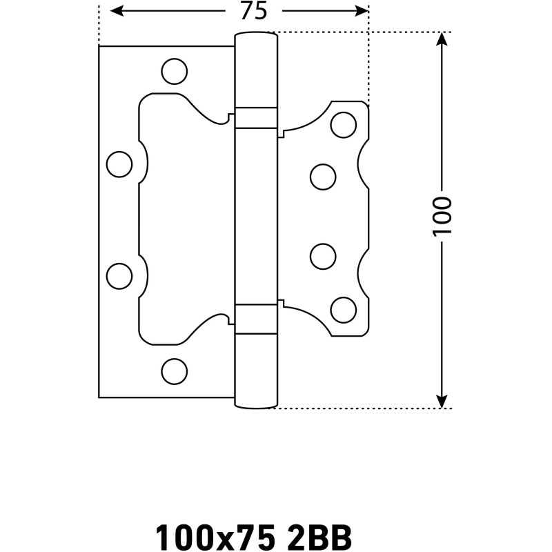 Петля _УЗК АЛЛЮР 100х75 2BB CP накладная 2,5мм б/вр. 2шт в уп, хром (7500)