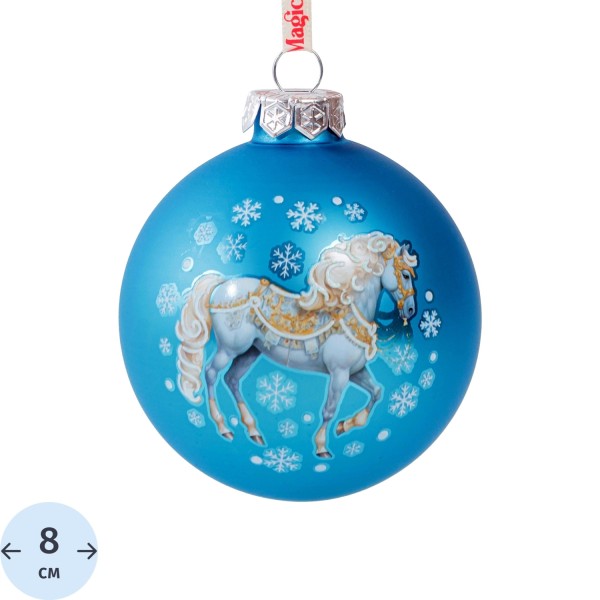Ёлочный шар новогодний Magic Time стекло голубой (диаметр 8 см)