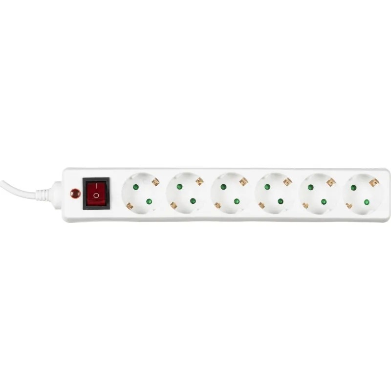 Сетевой фильтр BigTech CD6-5W1 (6р/5м/10А/2500Вт 1мм 2500Вт белый)