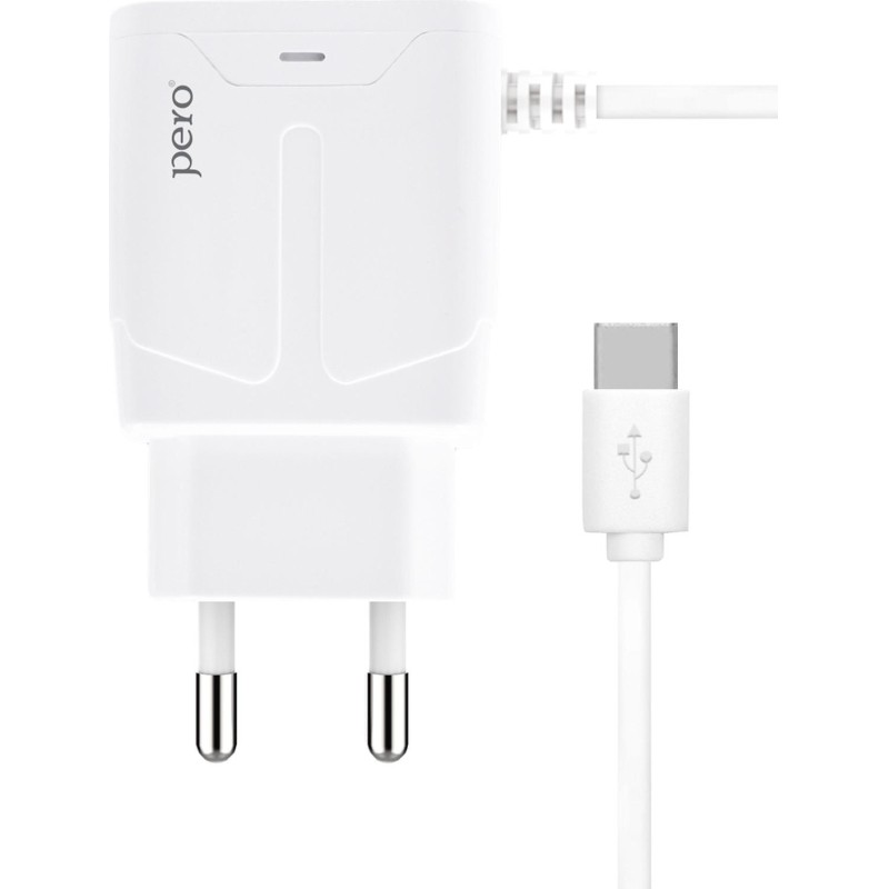 Зарядное устройство сетевое PERO TC04 1USB 2.1A + TYPE-C CABLE белый