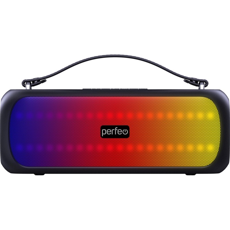 Колонка Perfeo L.E.D., 14Вт, MP3/USB/AUX/FM черная (PF_D0053)