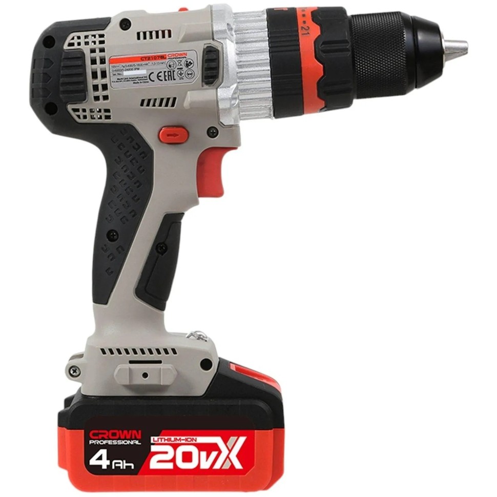 Дрель-шуруповерт ударная аккумуляторная CROWN CT21075HMX-4 BMC