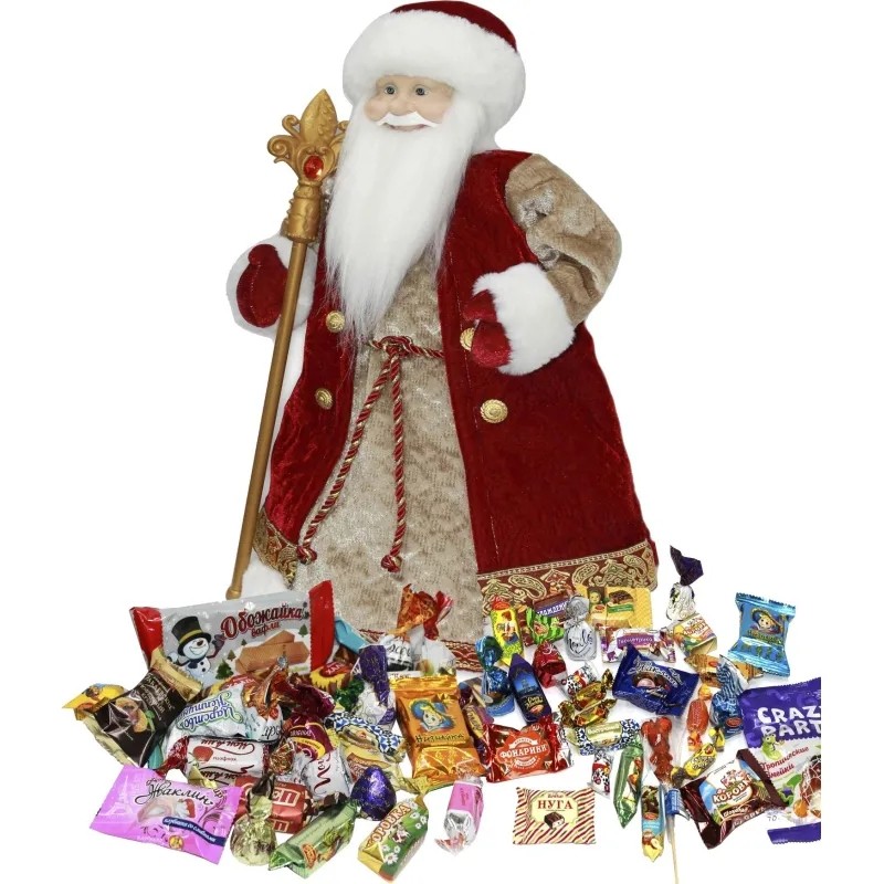 Новогодний сладкий подарок ДЕД МОРОЗ (красный с золотом )арт.CB2206-50 700г