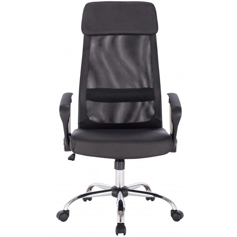 Кресло BN_Sp_EChair-589 TPU сетка/кожзам черный, хром
