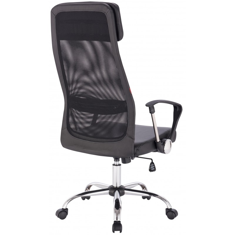 Кресло BN_Sp_EChair-589 TPU сетка/кожзам черный, хром