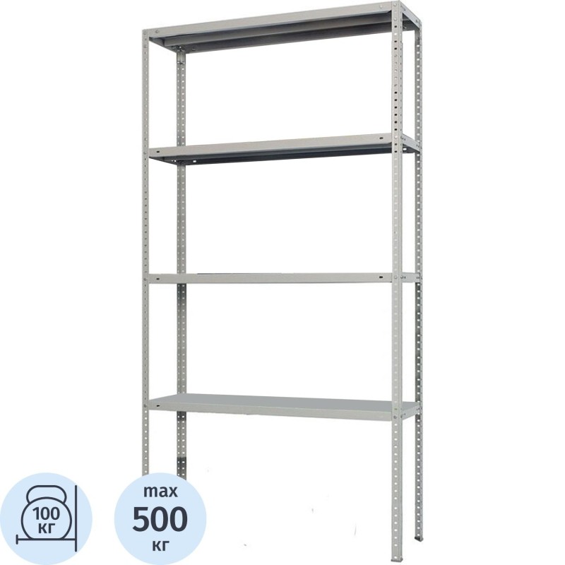 Стеллаж металлический ПРАКТИК MS 120/60х20/4 полки 600х200х1200