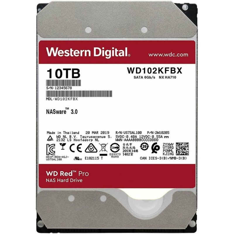 Жесткий диск Western Digital Red Pro 10TB, SATA, 7200rpm, 256MB(WD102KFBX)