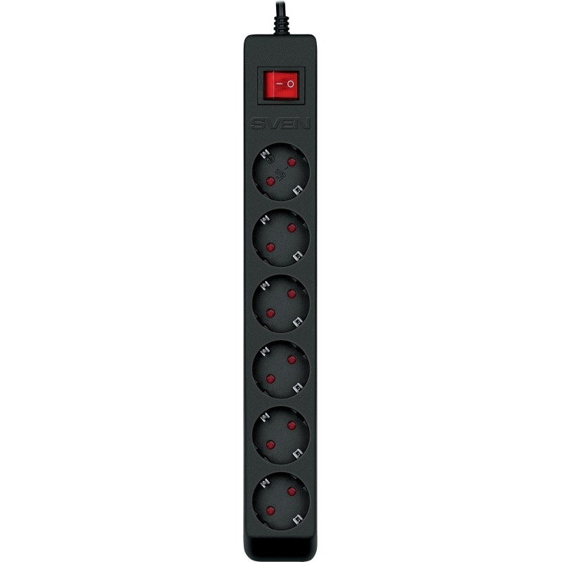 Сетевой фильтр SVEN Optima 3,0 м (3м/6р защит шторки) черный(SV-021023)