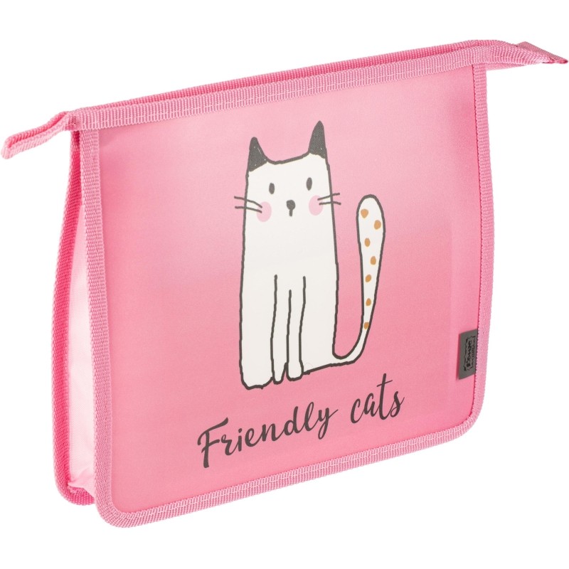 Папка для тетрадей  Friendly cats,А5,на молн., пластик, ПТ-713