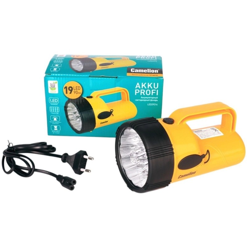 Фонарь ручной Camelion 19LED29314 90Лм,акк.220В 4В