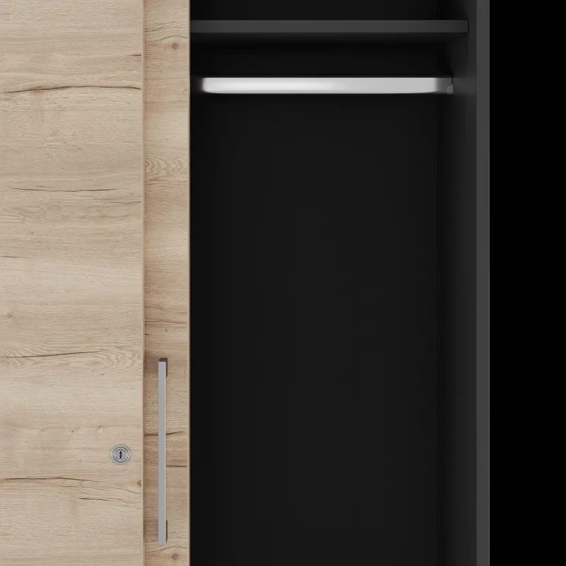 Гардероб - купе Kobor HG-120/60/M 1200x600x1900 Черный муар/Дуб натуральный