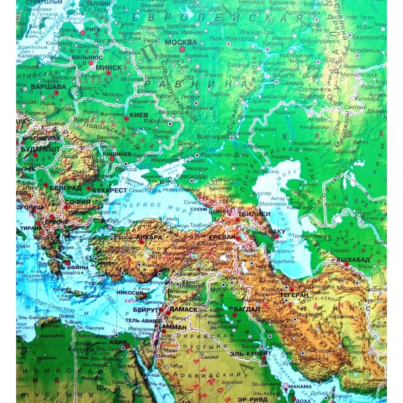 Карта настенная Мир физический (физико-политическая) 2,02х1,43 м,КН106