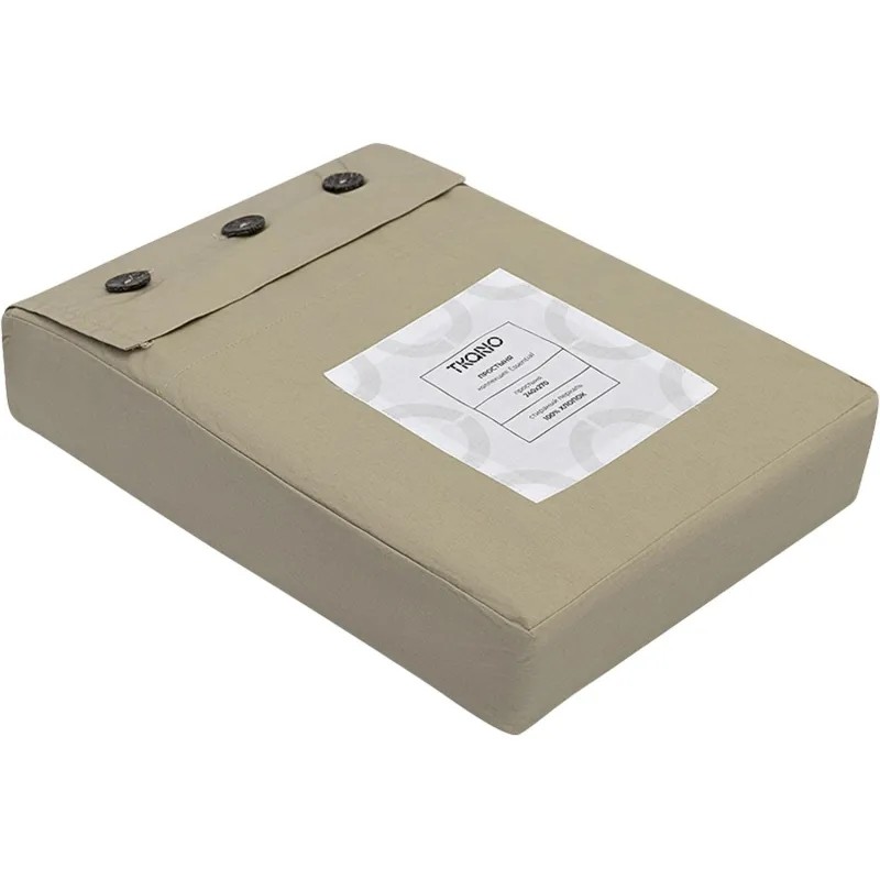 Простыня 240х270 из стираного перкаля бежево-серого цвета,TK24-SH0016