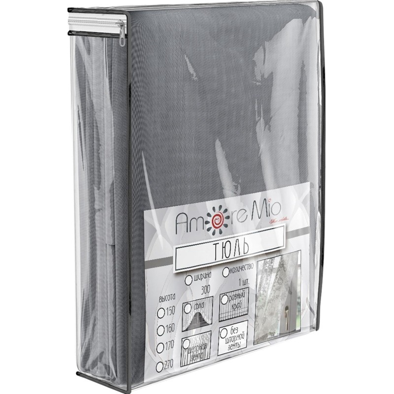 Тюль Amore Mio Однотонная вуаль 6PL 1160-039 3,0x2,7 м 1 шт Серый