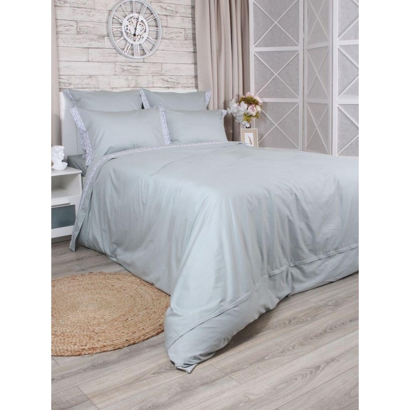 Постельное белье 2сп сатин 125г/м2 (нав.70х70,50х70)- 2 шт  Glamour Aqua