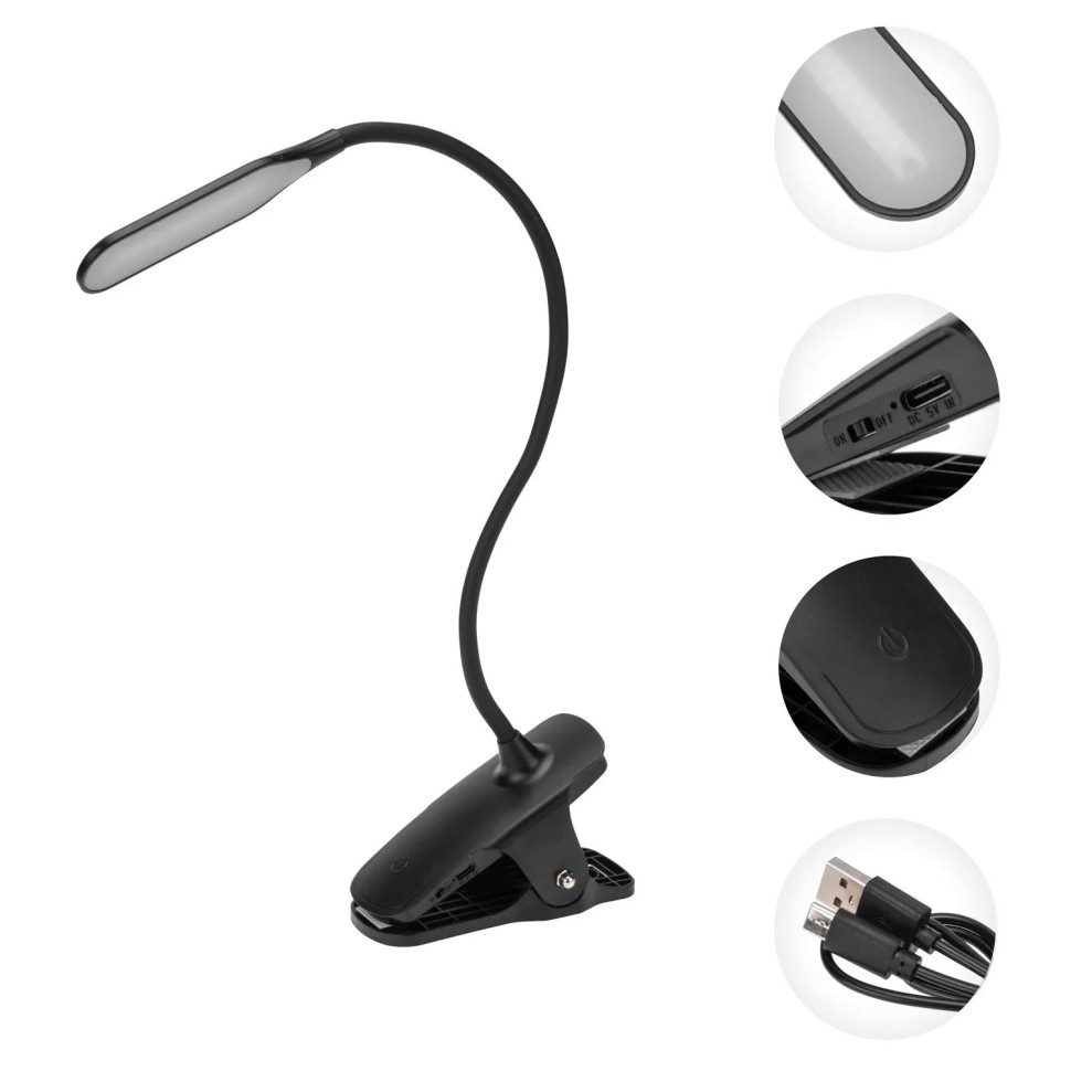 Светильник REXANT настольный Click, 4Вт, 4000К, димм 3 ступени, черный