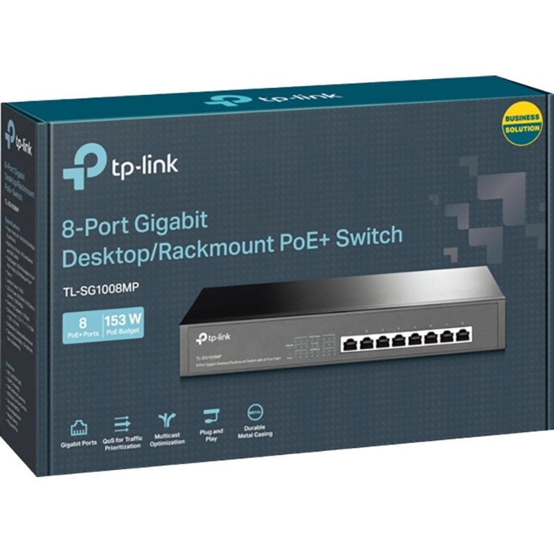 Коммутатор TP-Link TL-SG1008MP (L2) 8x1Гбит/с 8PoE+ 126W неуправляемый