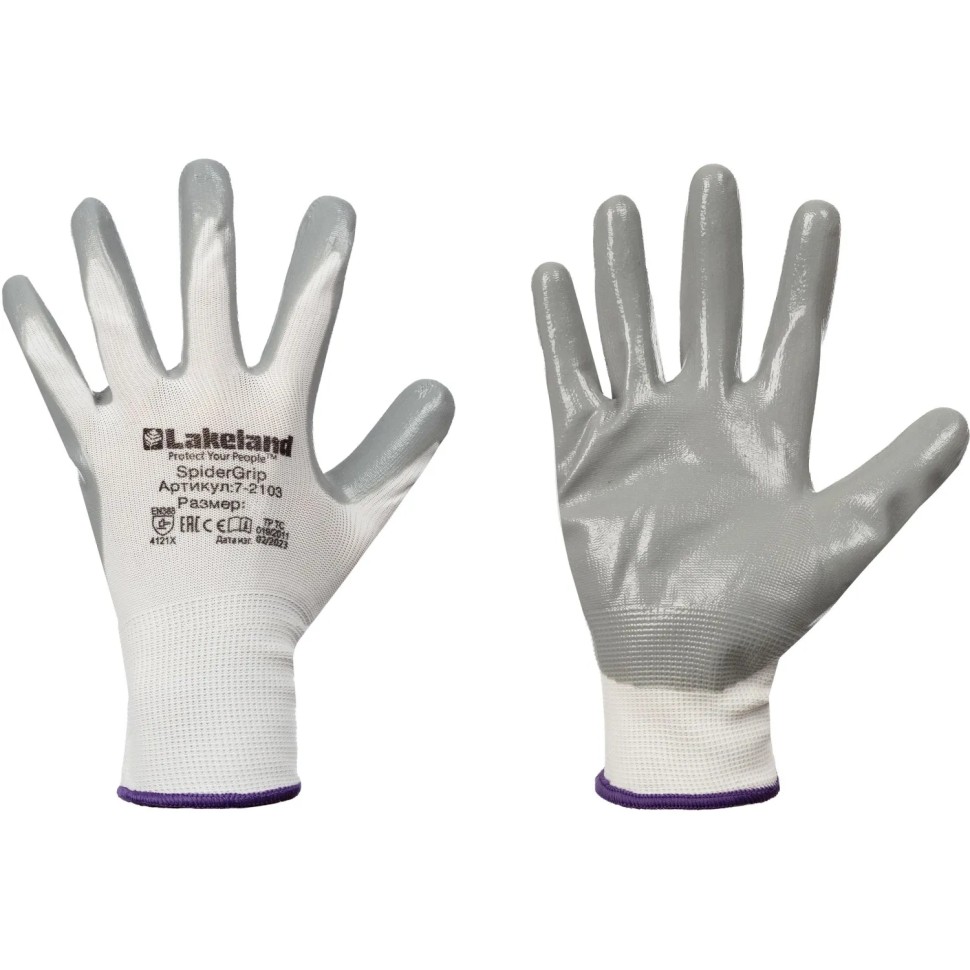 Перчатки защит. полиэфирн. Lakeland SpiderGrip 7-2103 с нитр.покр. р.XL