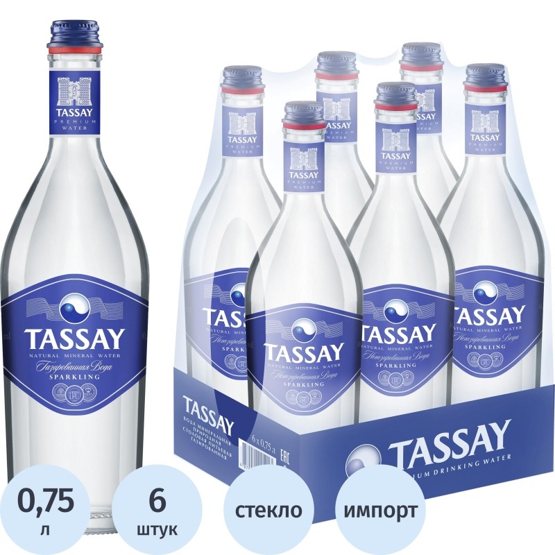Вода минеральная TASSAY газированная стекло 0,75л