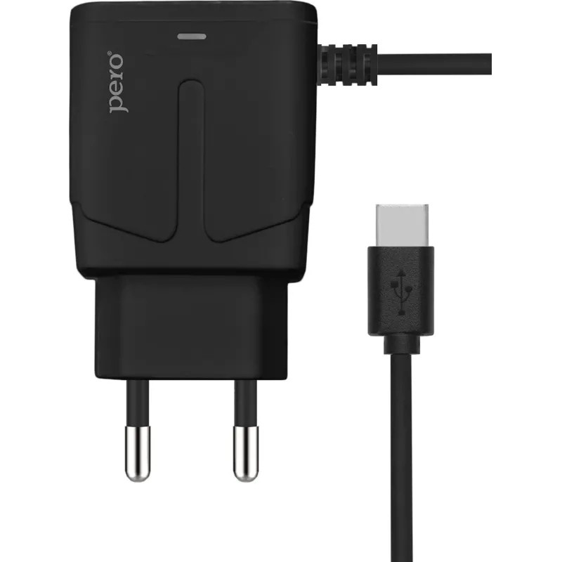 Зарядное устройство сетевое PERO TC04 1USB 2.1A + TYPE-C CABLE черный