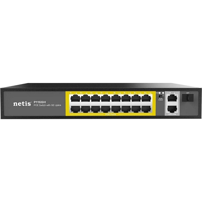 Коммутатор Netis P116GH 16х100 Мбит/с PoE+ 240Вт, 2х1000 Мбит/с, 1xSFP