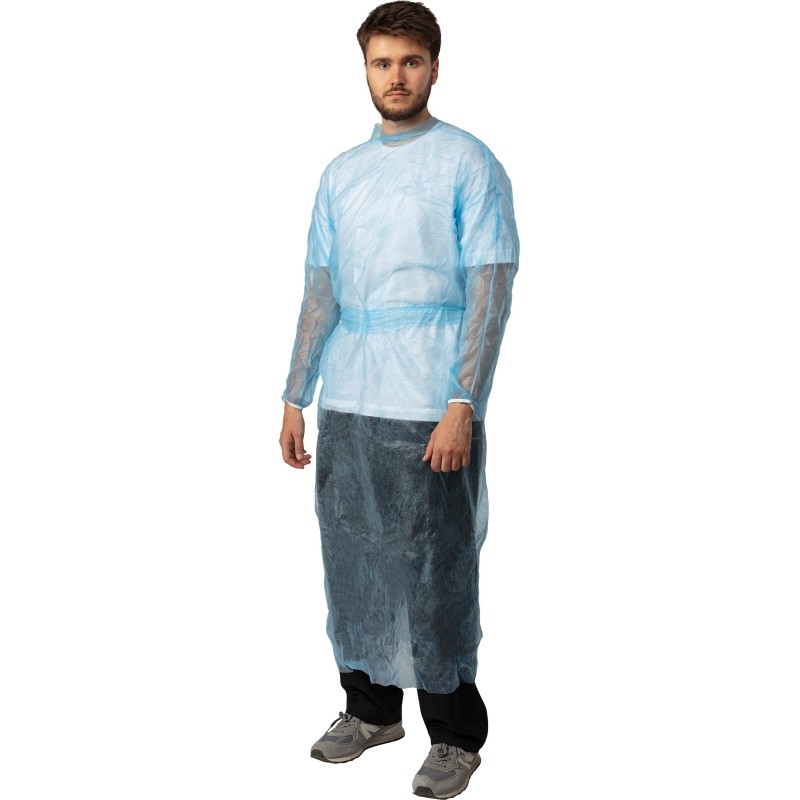 Халат н/с, на завязк, рук.рез, дл.140 см, XXL,пл.25,гол, 10 шт/уп