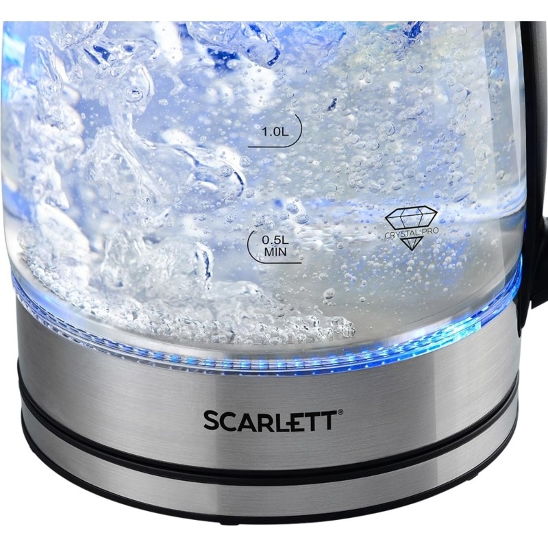Чайник SCARLETT SC-EK27G70, электрический, 1800Вт, 1.8л стекло, сталь