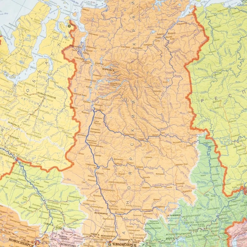 Карта настенная в тубусе РФ П/А Субъекты федерации. М1:6,7 млн. 124х80 см