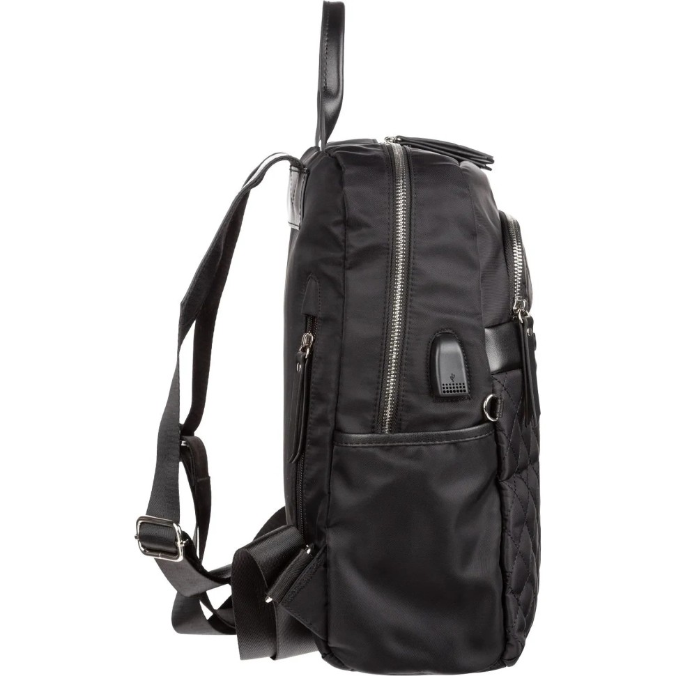 Рюкзак с отдел. д/ноутбука,с USB портом,женский,полиэстер,13л, Black, К9276