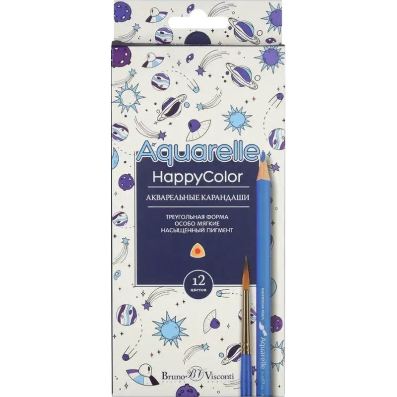 Карандаши акварельные HappyColor, 12 цв