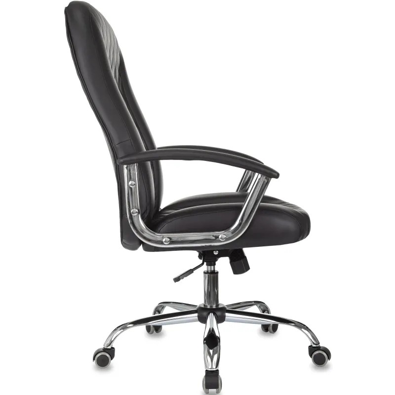 Кресло БР Комус Мебель EChair 658 экокожа (строчка ромб),черный, хром