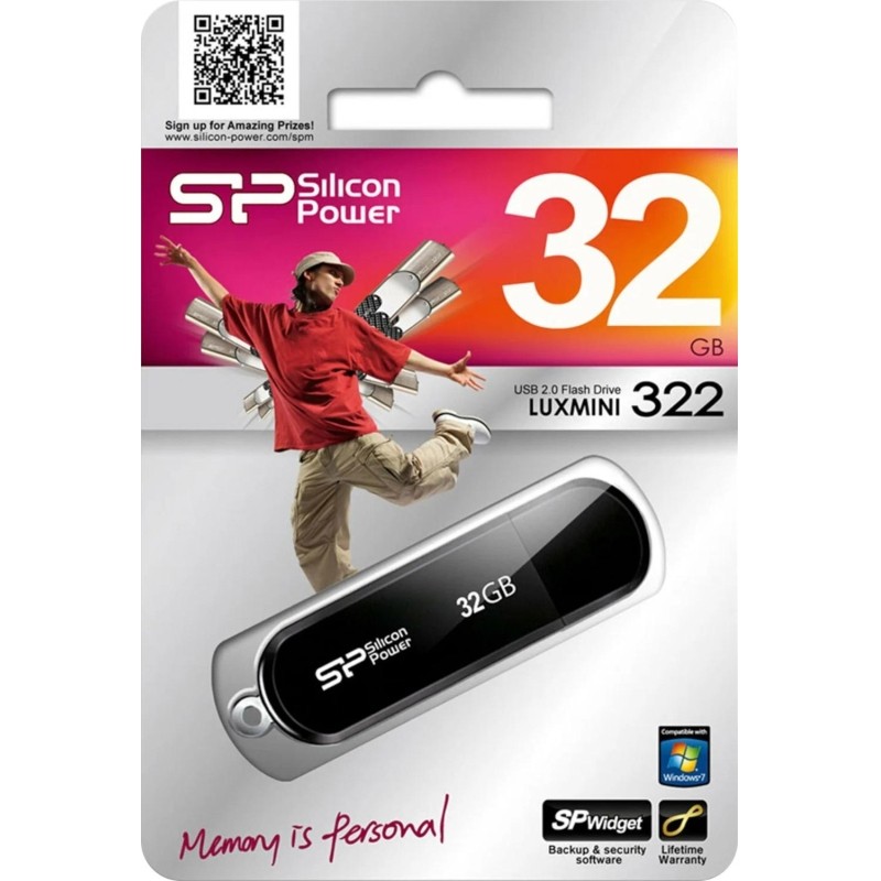 Флеш-память Silicon Power LuxMini 322, 32Gb, USB 2.0, чер, SP032GBUF2322V1K