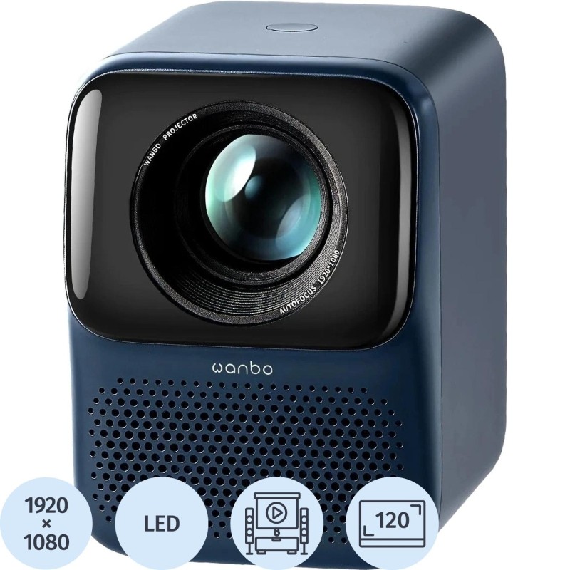 Проектор Wanbo T2 Max 1+16G, FHD, 4К, 450 ANSI, EU, тёмно-синий