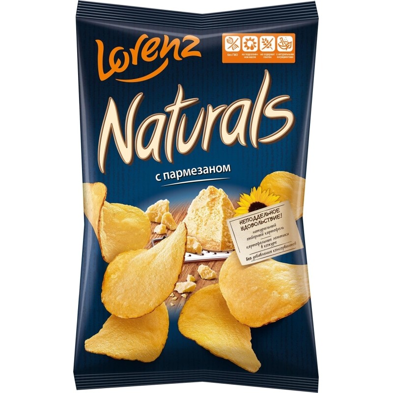 Чипсы картофельные Lorenz Naturals с пармезаном 100г