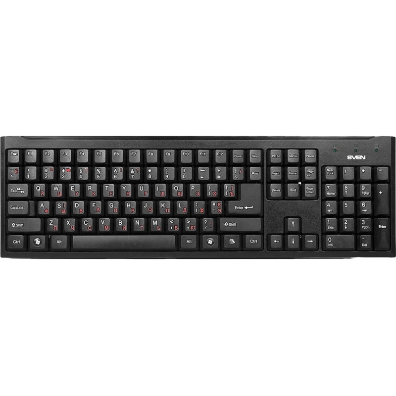Клавиатура Sven Standard 303 Power USB+PS/2 черная 104 кл. (SV-03100303PU)