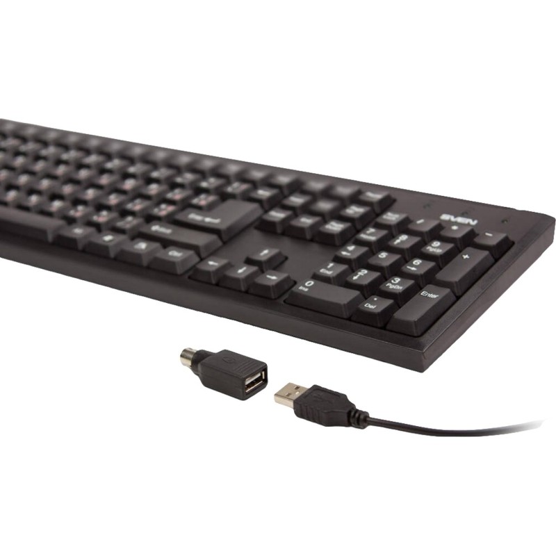 Клавиатура Sven Standard 303 Power USB+PS/2 черная 104 кл. (SV-03100303PU)
