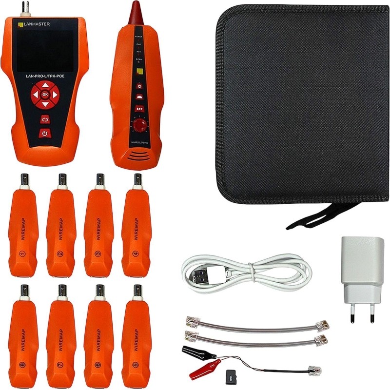 Тестер LANMASTER LAN-PRO-L/TPK-POE-8R с изм. длины, трассировкой и опр. POE