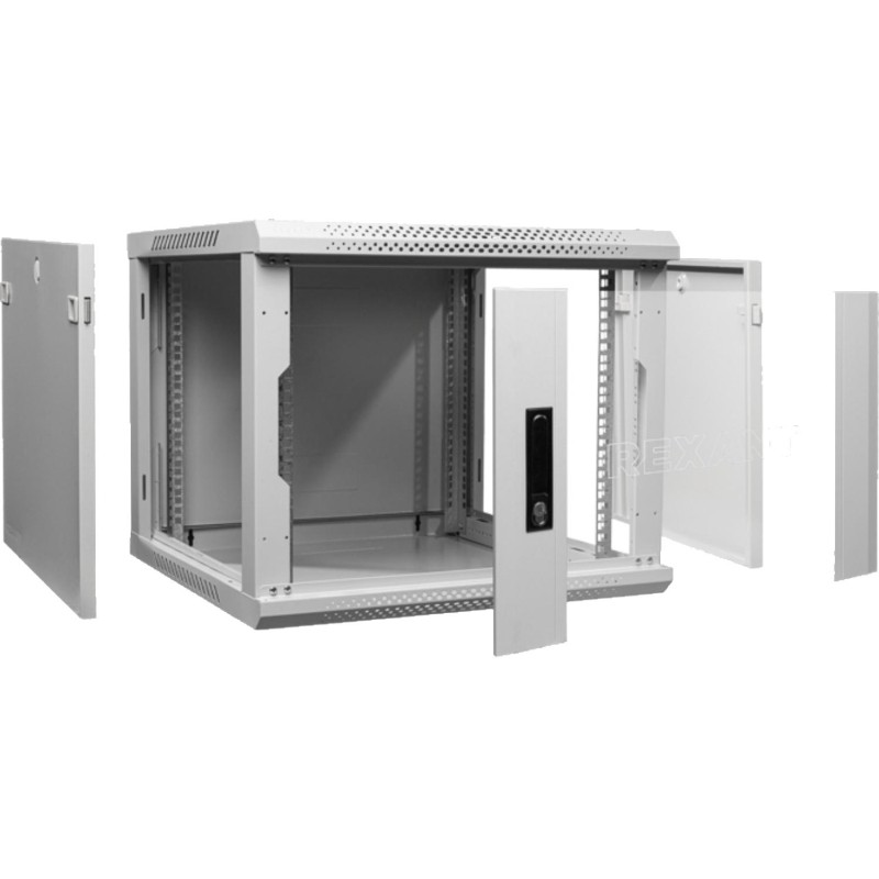 Шкаф настенный REXANT 9U 600x600, дверь сплошное стекло, сер. (04-0966-111)
